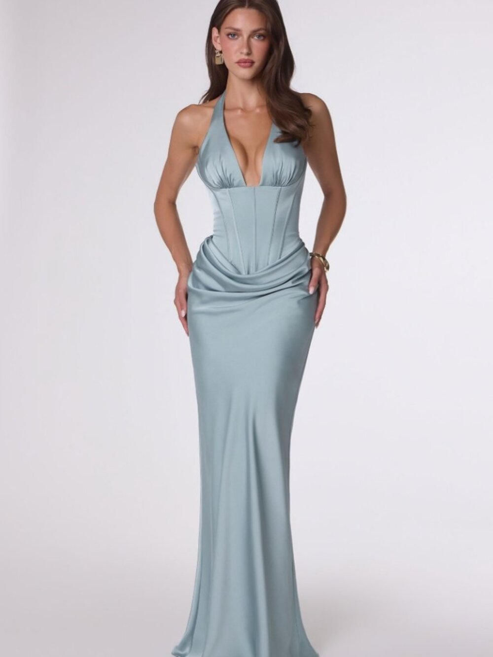NEW BLUE Evening Gown Floor Length Formal Elegant Stunning T743